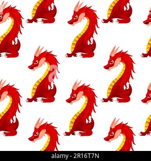 Motivo senza cuciture con drago rosso, simbolo del nuovo anno 2024 Illustrazione Vettoriale