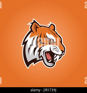 Tiger Head Mascot Logo - Animali Mascot Esports Logo Vector Illustration Design Concept. Illustrazione Vettoriale