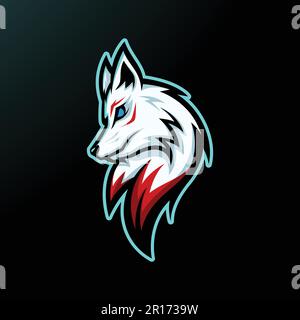White Fox Mascot Logo Vector Illustration Design Concept - Animali Mascot e-sport logo Illustrazione Vettoriale