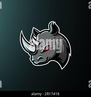 Logo Rhino Mascot - Animali Mascot Esports Logo Vector Illustration Design Concept. Illustrazione Vettoriale