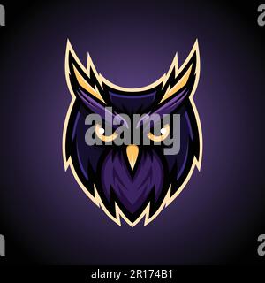 Logo della Mascotte di OWL Head - Animali Mascot e-sport Logo, Vector Illustration Design Concept Illustrazione Vettoriale