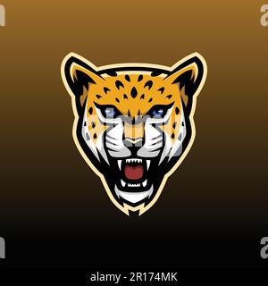 Logo Jaguar Head Mascot - Animali Mascot e-sport Logo, Illustrazione vettoriale concetto di design. Illustrazione Vettoriale