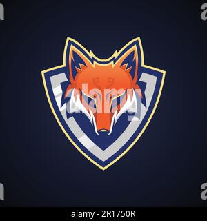 Fox Head with Shield Mascot Logo Vector Illustration Design - Animali Mascot logo Illustrazione Vettoriale