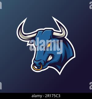 Logo di Arabby Bull Mascot - Animali Mascot Esports Logo Vector Illustration Design Concept. Illustrazione Vettoriale