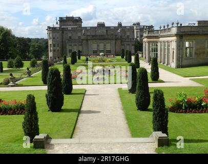 Inghilterra, Cheshire: La Terrazza Orangery al Parco di Lyme, Casa e Giardino (National Trust), la casa della famiglia Legh per 550 anni. Foto Stock