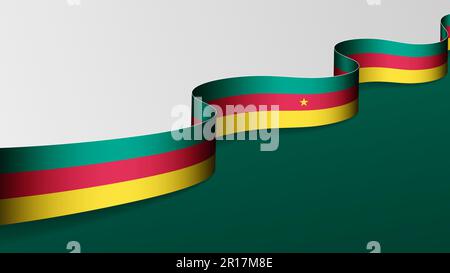 Sfondo bandiera nastro Camerun. Elemento di impatto per l'uso che si desidera fare di esso. Illustrazione Vettoriale