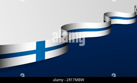 Sfondo della bandiera a nastro della Finlandia. Elemento di impatto per l'uso che si desidera fare di esso. Illustrazione Vettoriale