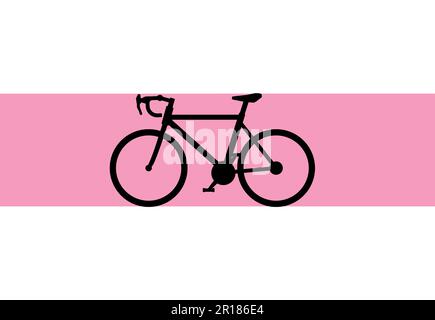 Giro d'Italia, biciclette in silhouette con sfondo tricolore italiano. Sfondo rosa come la maglia rosa del primo ciclista in classifica Foto Stock