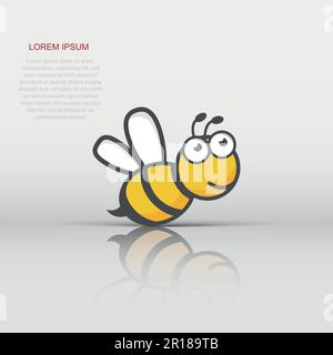 Icona dell'ape del cartone animato in stile piatto. Illustrazione di insetti WASP su sfondo isolato bianco. Concetto di business Bee. Illustrazione Vettoriale