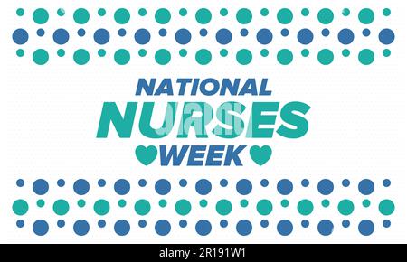 Settimana Nazionale infermieri. Grazie infermieri. Assistenza medica e sanitaria. Combattenti contro virus e malattie. Celebrato negli Stati Uniti. Poster vettoriale Illustrazione Vettoriale