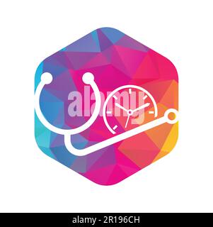 Modello di disegno del logo del vettore di tempo medico. Concetto di logo sanitario e medico o farmaceutico. Illustrazione Vettoriale