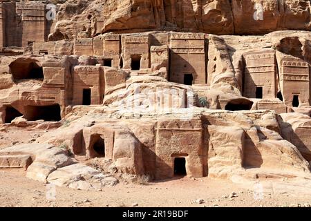 Giordania. Sito archeologico di Petra. Le tombe reali Foto Stock