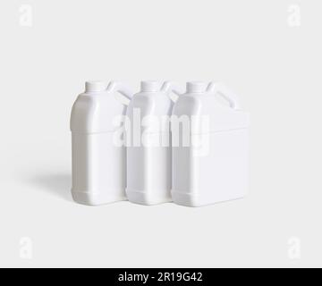 Contenitore di colore bianco plastica jerrycan e texture realistica Foto Stock