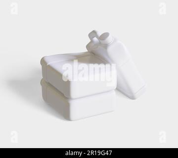 Contenitore di colore bianco plastica jerrycan e texture realistica Foto Stock