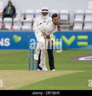 NORTHAMPTON, INGHILTERRA 12-2023 maggio: DANE PATERSON di Nottinghamshire giorno 2 del LV= incontro del campionato della contea di assicurazione tra Northamptonshire Vs Nottinghamshire al County Ground di Northampton, Inghilterra. Credit: PATRICK ANTHONISZ/Alamy Live News Foto Stock