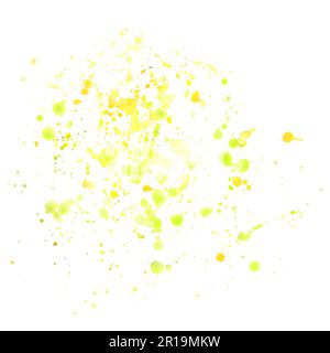 Colorazione giallo astratta di acquerello con spruzzi e spruzzi. Sfondo creativo moderno per un design alla moda Foto Stock