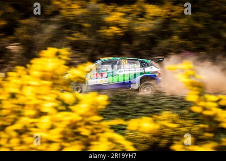 Matosinhos, Portogallo. 12th maggio, 2023. 37 Joshua MCERLEAN (IRL), John ROWAN (IRL), MOTORSPORT IRELAND RALLY ACADEMY, HYUNDAI i20 N, RC2, Rally2, azione durante il Rally de Portugal 2023, 5th° round del WRC World Rally Car Championship 2023, dal 11 al 14 maggio 2023 a Matosinhos, Portogallo - Foto Nikos Katikis/DPPI Credit: DPPI Media/Alamy Live News Foto Stock