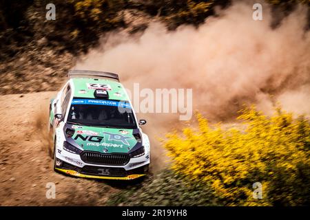 Matosinhos, Portogallo. 12th maggio, 2023. 22 NIKOLAY GRYAZIN (ANA), KONSTANTIN ALEKSANDROV (ANA), TOKSPORT WRT 2, SKODA FABIA RS, RC2, Rally2, azione durante il Rally de Portugal 2023, 5th° round del WRC World Rally Car Championship 2023, dal 11 al 14 maggio 2023 a Matosinhos, Portogallo - Foto Nikos Katikis/DPPI Credit: DPPI Media/Alamy Live News Foto Stock