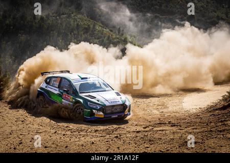 Matosinhos, Portogallo. 12th maggio, 2023. 37 Joshua MCERLEAN (IRL), John ROWAN (IRL), MOTORSPORT IRELAND RALLY ACADEMY, HYUNDAI i20 N, RC2, Rally2, azione durante il Rally de Portugal 2023, 5th° round del WRC World Rally Car Championship 2023, dal 11 al 14 maggio 2023 a Matosinhos, Portogallo - Foto Nikos Katikis/DPPI Credit: DPPI Media/Alamy Live News Foto Stock