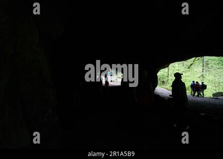 La regione di Mullerthal in Lussemburgo è conosciuta anche come piccola Svizzera ed è un luogo ideale per escursioni a piedi e arrampicate Foto Stock