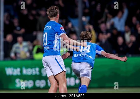 Den Bosch, Paesi Bassi. 12th maggio, 2023. DEN BOSCH, PAESI BASSI - MAGGIO 12: Nick De Groot del FC Den Bosch celebra il suo obiettivo durante la partita di Keuken Kampioen Divisie tra il FC Den Bosch e l'Almere City FC allo Stadion De Vliert il 12 Maggio 2023 a Den Bosch, Paesi Bassi (Foto di ben Gal/ Orange Pictures) Credit: Orange Pics BV/Alamy Live News Foto Stock