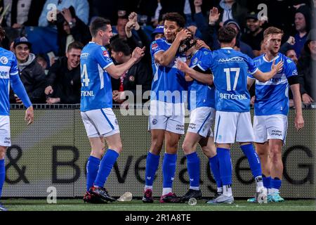 Den Bosch, Paesi Bassi. 12th maggio, 2023. DEN BOSCH, PAESI BASSI - MAGGIO 12: Nick De Groot del FC Den Bosch celebra il suo obiettivo durante la partita di Keuken Kampioen Divisie tra il FC Den Bosch e l'Almere City FC allo Stadion De Vliert il 12 Maggio 2023 a Den Bosch, Paesi Bassi (Foto di ben Gal/ Orange Pictures) Credit: Orange Pics BV/Alamy Live News Foto Stock