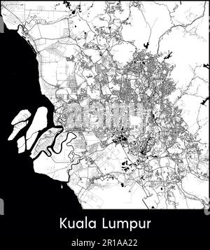Mappa della città Asia Malesia Kuala Lumpur illustrazione vettoriale Illustrazione Vettoriale