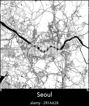 Mappa della città Asia Corea del Sud Seoul illustrazione vettoriale Illustrazione Vettoriale