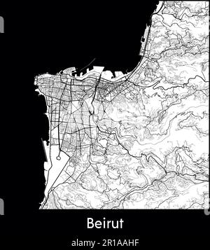 Mappa della città Asia Libano Beirut illustrazione vettoriale Illustrazione Vettoriale