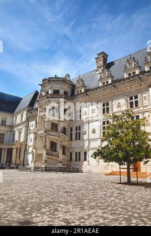 Cortile interno Château de Blois, Loir-et-Cher, Francia Foto Stock