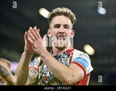 Huddersfield, Inghilterra - 12th maggio 2023 - Oliver Holmes di Leigh Leopardi celebra la vittoria. Rugby League Betfred Super League Round 12, Huddersfield Giants vs Leigh Leopards al John Smith's Stadium, Huddersfield, Regno Unito Credit: Dean Williams/Alamy Live News Foto Stock