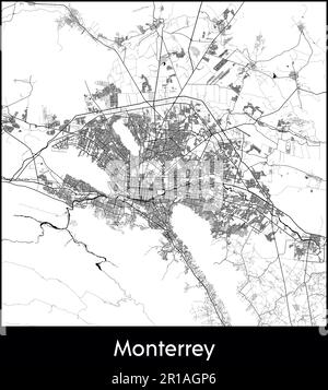 Mappa della città Nord America Messico Monterrey illustrazione vettoriale Illustrazione Vettoriale