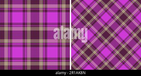 Controllo ripetizione senza giunture. Sfondo in tessuto tartan. Tessuto a plaid vettoriale in set. Illustrazione Vettoriale