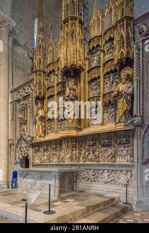 Pala principale della Basilica Metropolitana e Primate Cattedrale di Santa Tecla nella città di Tarragona, Catalogna, Spagna, Europa Foto Stock