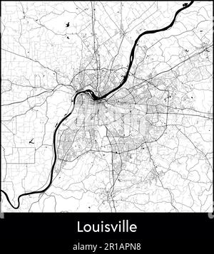 Mappa della città Nord America Stati Uniti Louisville vettore illustrazione Illustrazione Vettoriale