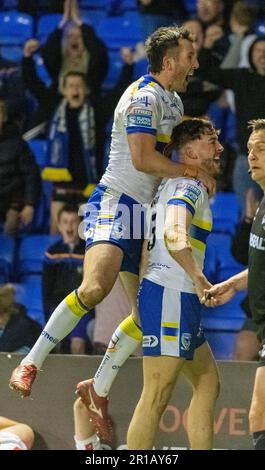 Warrington, Cheshire, Inghilterra 12th maggio 2023. Warrington celebra la prova di Matty Ashton, durante i Warrington Wolves V Hull Kingston Rovers all'Halliwell Jones Stadium, la Betfred Super League. (Credit Image: ©Cody Froggatt/Alamy Live news) Foto Stock