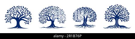 Set di logo ad albero. illustrazione vettoriale del logo Illustrazione Vettoriale