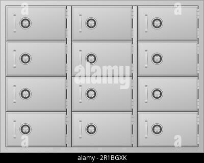 Armadietti con serratura a combinazione. Illustrazione vettoriale. Foto Stock