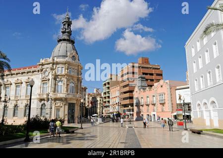 Municipio, Piazza del Municipio, Rathausplatz, Museo del Teatro Romano, Museo del Teatro Romano, Museo, Teatro Romano, Cartagena, Costa Calida, Regione di Foto Stock