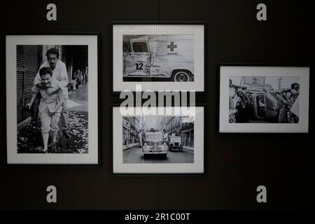 Vista del lavoro del fotografo scomparso Enrique Metinidi (1934-2022), che farà parte del complesso culturale Los Pinos di Città del Messico, come parte del montaggio per la mostra dal titolo ''The Infinite Eye of Enrique Metinidi: Eventi sempre presenti della nota policiaca '', che rende omaggio a questo fotografo messicano che si è specializzato in fotografia di polizia o nota roja. Il suo lavoro viaggiò in tutto il mondo e fu presentato al Museum of Modern Art e alla Anton Kern Gallery di New York; e alla Photographers' Gallery di Londra. (Foto di Gerardo Vieyra/NurPhoto)0 Foto Stock