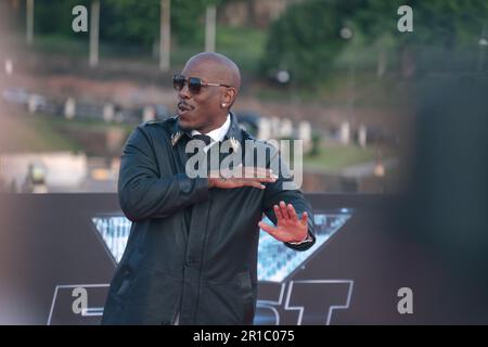 Roma, Italia. 12th maggio, 2023. L'attore STATUNITENSE Tyrese Gibson arriva per la prima volta del film ''Fast X'', il decimo film della saga Fast & Furious, il 12 maggio 2023 al monumento del Colosseo a Roma. (Foto di Luca Carlino/NurPhoto) Credit: NurPhoto SRL/Alamy Live News Foto Stock