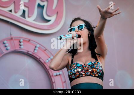 Katy Perry, V2009, Hylands Park, Chelmsford, Essex, Regno Unito - 23 agosto 2009 Foto Stock