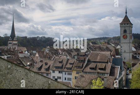 Svizzera, Schaffhausen panoramica del centro storico medievale Foto Stock