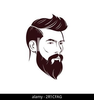 Barbiere, logo per barbiere uomo. uomo con barba. Illustrazione vettoriale Illustrazione Vettoriale