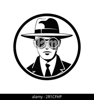 Logo ladro, criminale, ladro isolato su sfondo bianco. Illustrazione vettoriale Illustrazione Vettoriale