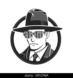 Logo ladro, criminale, ladro isolato su sfondo bianco. Illustrazione vettoriale Illustrazione Vettoriale