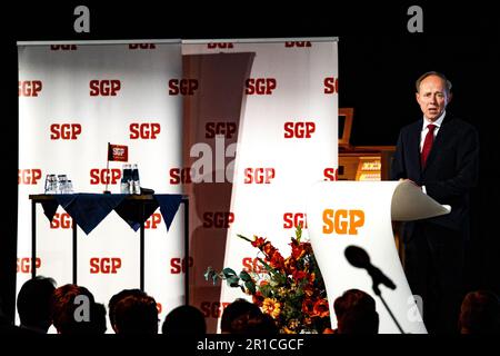 HOUTEN - presidente del partito Kees van der Staaij durante il giorno del partito del PSC. ANP RAMON VAN FLYMEN olanda fuori - belgio fuori Foto Stock