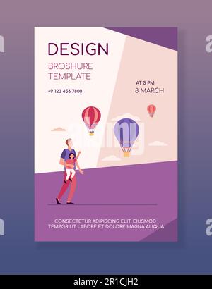 Buon padre e figlio che guardano le mongolfiere Illustrazione Vettoriale