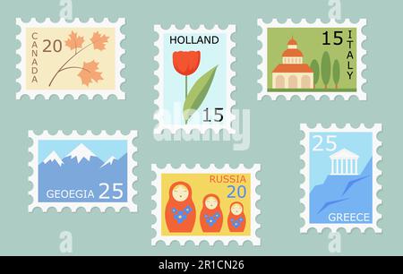 Set di francobolli creativi Illustrazione Vettoriale