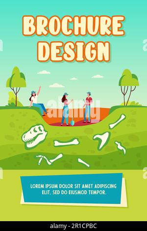 Gruppo di archeologi alla scoperta di fossili Illustrazione Vettoriale